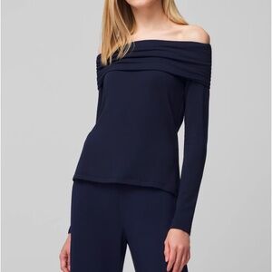 Elegant Off-Shoulder Navy Top